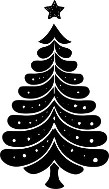 Basit Siluetle Kış Dekorasyonu için Basit Şenlik Ağacı Sembolü