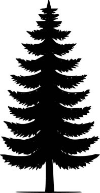 Düz Vektör Kış Dekorasyonu için Basit Yeni Yıl Çam Ağacı Grafiği