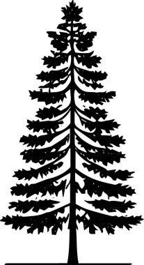 Modern Taslak Kış Dekorasyonu için Basit Yeni Yıl Çam Ağacı Çizimi