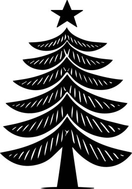 Beyaz Arkaplanda Yazdırma Tasarımı İçin Basit Yeni Yıl Çam Ağacı Sembolü