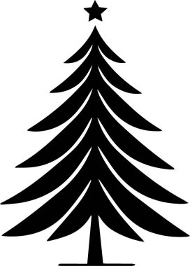 Düzleştirilmiş Kış Çam Ağacı Düz Vektörde Hediye Etiketi Çizimi