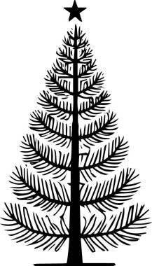 Monokrom Sanatında Dijital Sanatlar İçin Biçimli Xmas Ağacı Tasarımı