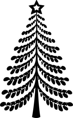 Düz Vektörde Yazdırma Tasarımı için Klasik Noel Ağacı Clipart