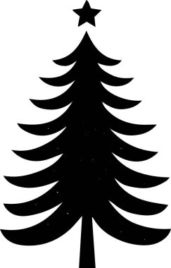 Basit Siluetli Klasik Noel Ağacı Çizimi TemasıName