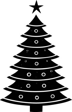 Monokrom Sanatında Yapı Projesi için Evergreen Noel Ağacı Silüeti