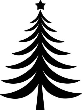 Temiz Çizgilerle Dijital Sanatsal Sanatlar İçin Klasik Mevsimlik Tatil Ağacı Çizimi