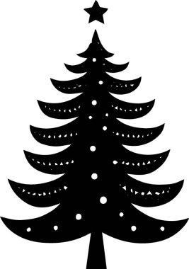 Düz Vektör 'de Karşılama Kart Tasarımı için Klasik Yıllık Tatil Ağacı Sembolü