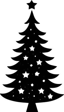 Basit Siluet ile Kış Dekorasyonu İçin Klasik Yıllık Tatil Ağacı Silüeti