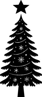 Vintage Kış Spruce Ağacı Yeni Yıl Taslağı Düz Vektörde Kutlama