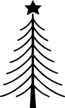 Klasik Xmas Ağacı Tasarımı Tatil Teması Çizgi Çizimi Olarak