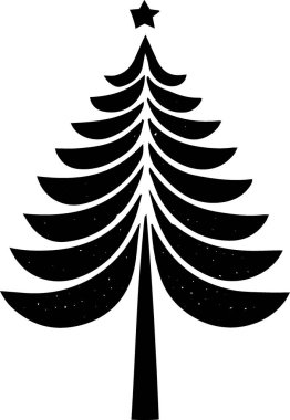 Basit Siluet ile Yeni Yıl için Tuhaf Noel Ağacı Zirvesi