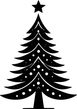 Modern Tasarımda Tebrik Kartı Tasarımı İçin Tuhaf Evergreen Noel Ağacı Silüeti