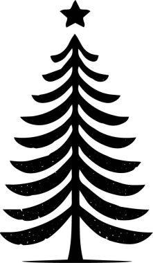 Düz Vektörde Dijital Sanatsal Çalışmalar İçin Tuhaf Tatil Çam Ağacı Çizimi