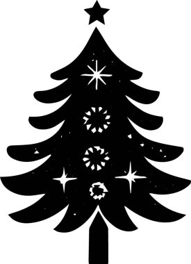 Monokrom Sanatında Dijital Sanatlar İçin Garip Yeni Yıl Çam Ağacı Çizimi