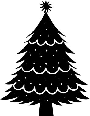 Basit Silueti olan Garip Yeni Yıl Çam Ağacı Silueti Teması