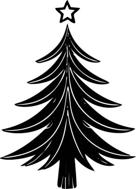 Basit Silueti olan Garip Mevsimlik Tatil Ağacı Özeti Teması