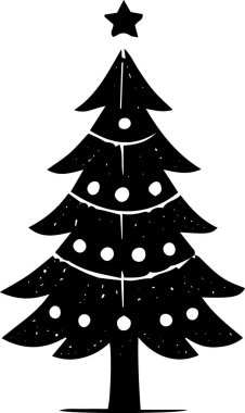 Temiz Çizgili Tatil Teması için Tuhaf Kış Ağacı Vektörü