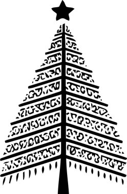 Minimal Stili Yeni Yıl Kutlaması için Garip Kış fitili fidan ağacı tasviri