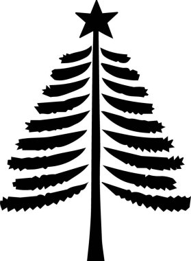 Klasik Bayram Çam Ağacı Grafiği Zarif Çizgi Sanatında Tatil Daveti