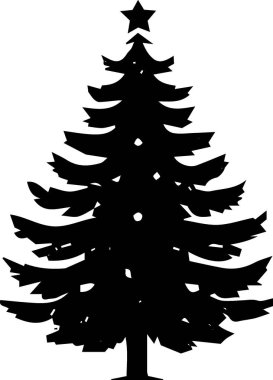 Düz Vektör Biçiminde Kutlama Kart Tasarımı için Zarif Xmas Ağacı Vektörü