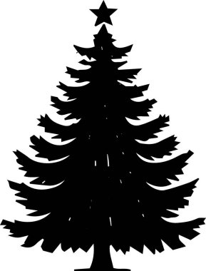 Bayramlık Estetik Yazdırma Şablonu için Asgari Evergreen Ağaç Simgesi