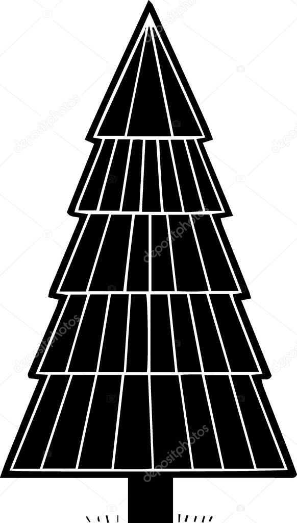 Stylized Festive Fir Tree Symbol for Christmas Background with Simple Silhouette