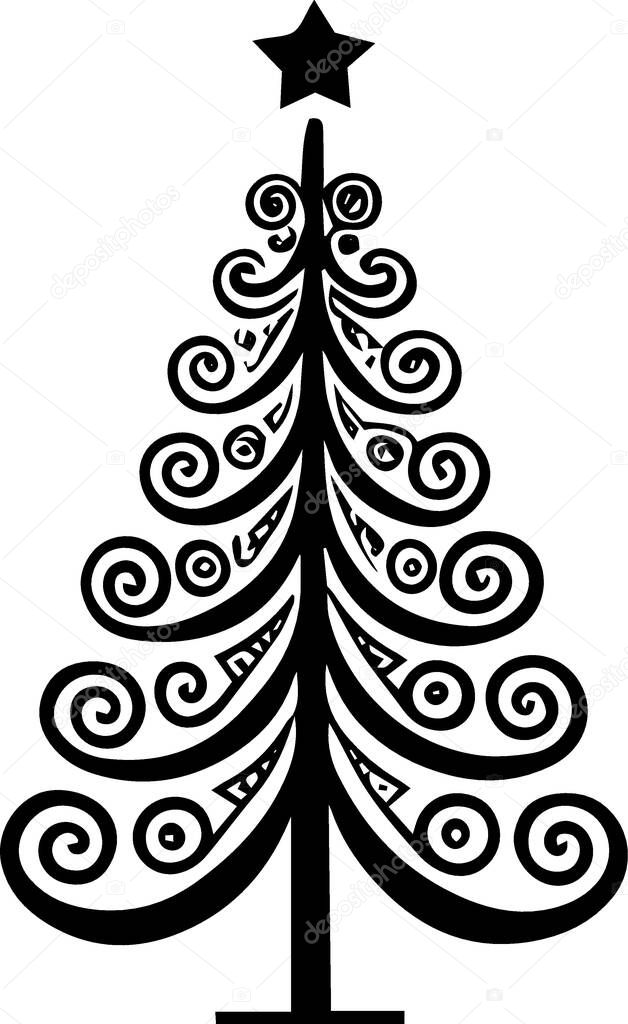 Stylized Winter Fir Tree Silhouette for Holiday Theme with Simple Silhouette