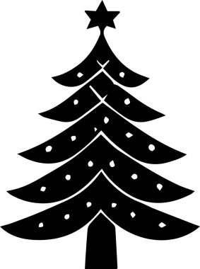 Dekoratif Element olarak Tatil Daveti İçin Klasik Yeni Yıl Çam Ağacı İllüstrasyonu