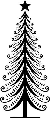 Noel silueti çizgisi sanat ana hatları vektörü