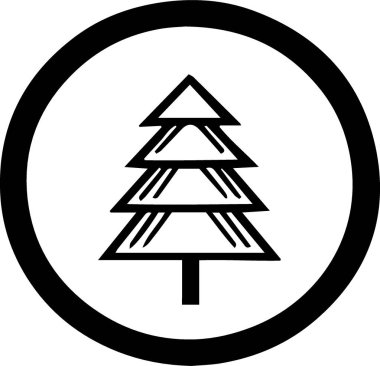 Sanatsal Yeni Yıl Çam Ağacı Logosu Beyaz Arkaplan Üzerine Noel Arkaplanı