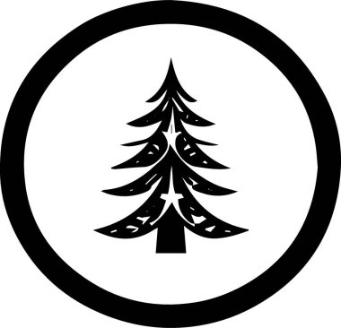 Basit Siluet Yazdırma Tasarımı İçin Sanatsal Mevsimlik Tatil Ağacı Tasarımı