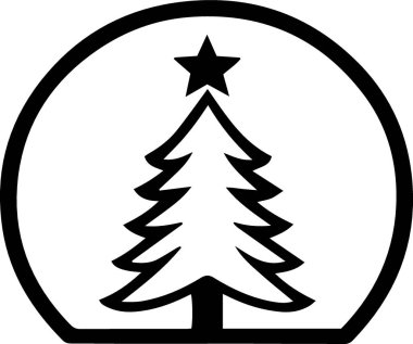 Sanatsal Kış Çam Ağacı Silüeti Beyaz Arkaplanda Yeni Yıl Kutlaması