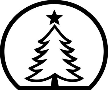 Basit Siluet ile Sanatsal Xmas Ağacı Clipart