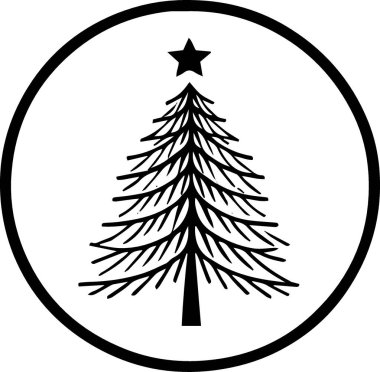 Tek Renkli Sanata Davet Etmek İçin Güzel Noel Ağacı Logosu
