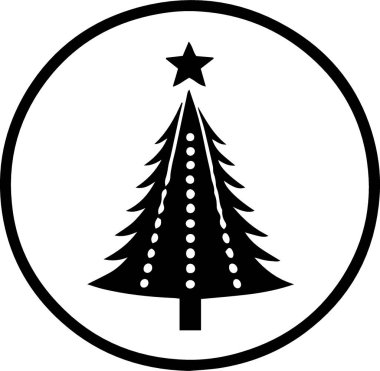 Monokrom Sanatında Kış Dekorasyonu için Güzel Noel Ağacı Silüeti