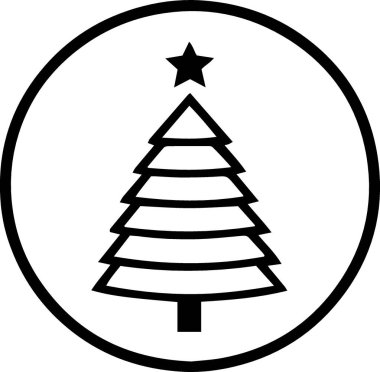 Monokrom Sanatında Tatil Teması İçin Güzel Evergreen Noel Ağacı Silueti