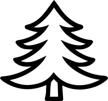 Beyaz Arkaplanda Yazdırma Tasarımı için Güzel Çam Ağacı Çizimi