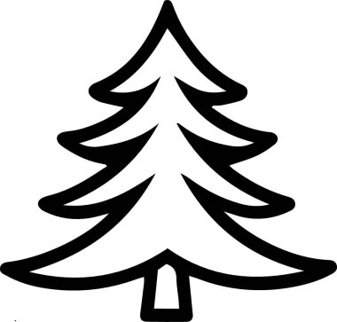 Monokrom Sanatında Yeni Yıl Kutlaması için Güzel Çam Ağacı Çizimi