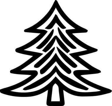 Asgari Şekilde Mevsimlik Damgalama için Güzel Çam Ağacı Silueti