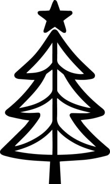 Çizgi Olarak Güzel Kış Spruce Ağacı Tatil Posteri Simgesi