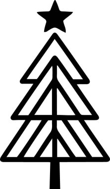 En Az Biçimli Yazdırma Tasarımı İçin Güzel Kış Çam Ağacı Silüeti