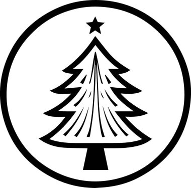 Düz Vektör Temasında Kalın Tatil Evergreen Ağaç Tasarımı