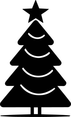 Asgari Biçimli Dijital Sanatsal Çalışmalar İçin Kalın Tatil Evergreen Ağaç Vektörü