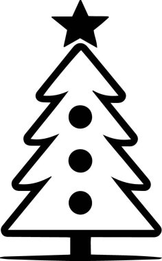 Beyaz Arkaplanda Yeni Yıl Kutlaması için Cesur Çam Ağacı Çizimi