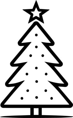 Çizgi Çizim Olarak Tebrik Kartı Tasarımı için Kalın Çam Ağacı Simgesi