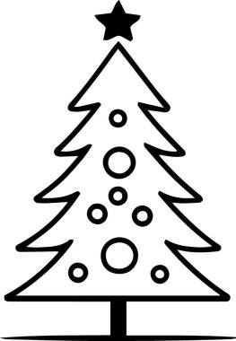 Çizgi Olarak Mevsimsel Markalaşma için Koyu Kış Ağacı Simgesi