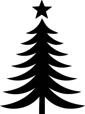 Yeni Yıl Kutlaması için Minimum Şekilde Cesur Çam Ağacı Çizimi