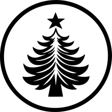 Tek Renk Sanatında Koyu Xmas Ağacı Sembolü