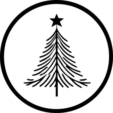 Tek Renkli Sanatta Kış Dekorasyonu için Büyüleyici Noel Ağacı Simgesi