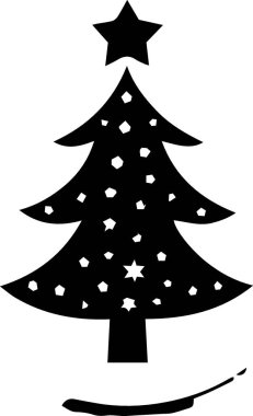 Çizgi Çizimi Olarak Dijital Sanat İçin Büyüleyici Kış Spruce Ağacı Silueti